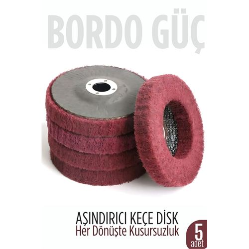 11 cm Endüstriyel Aşındırıcı Keçe Disk – 22 mm İç Çaplı Zımpara Fırçası 5 adet 