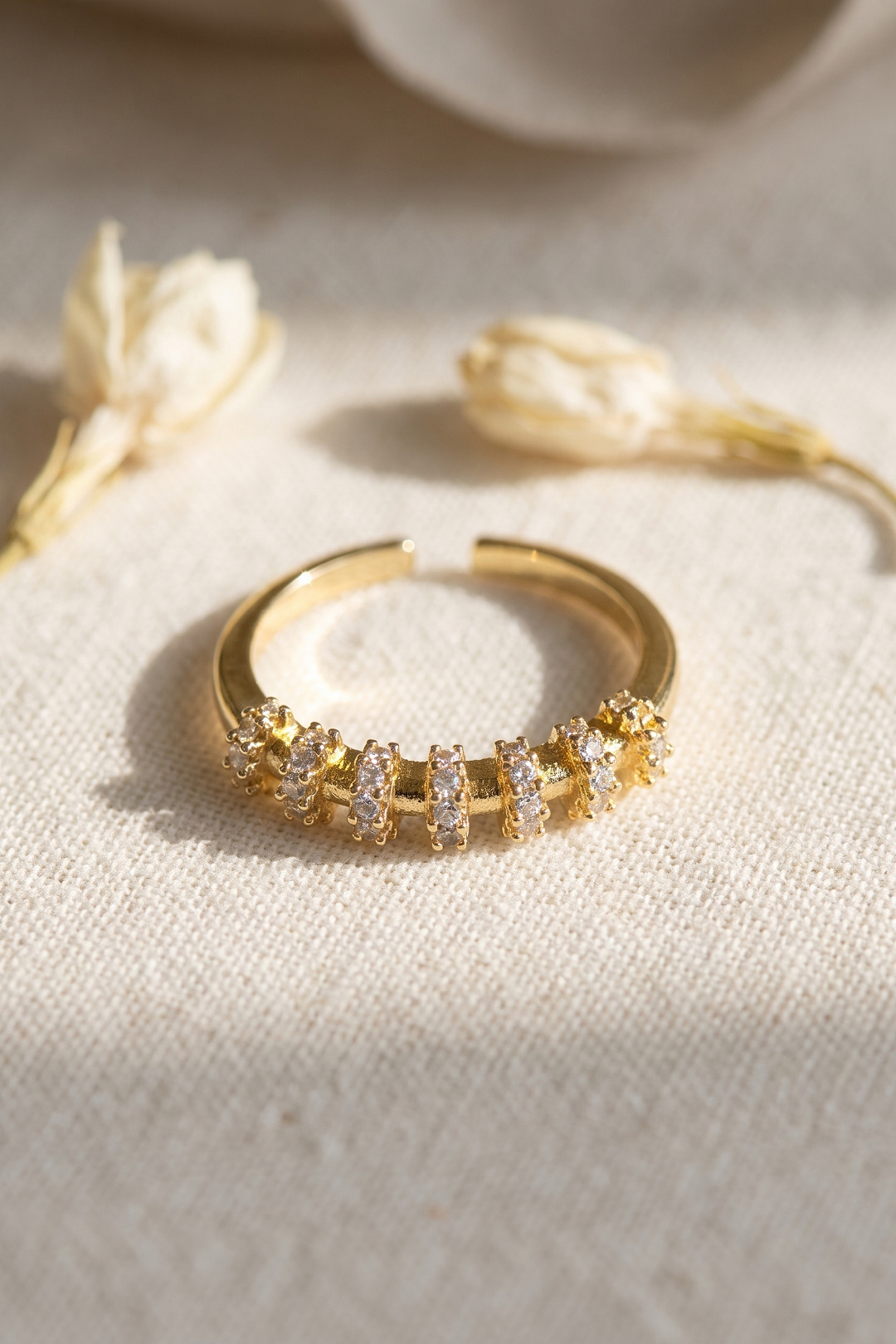 Zirkon Taşlı Gold Renk Vintage Kadın Yüzük 5886