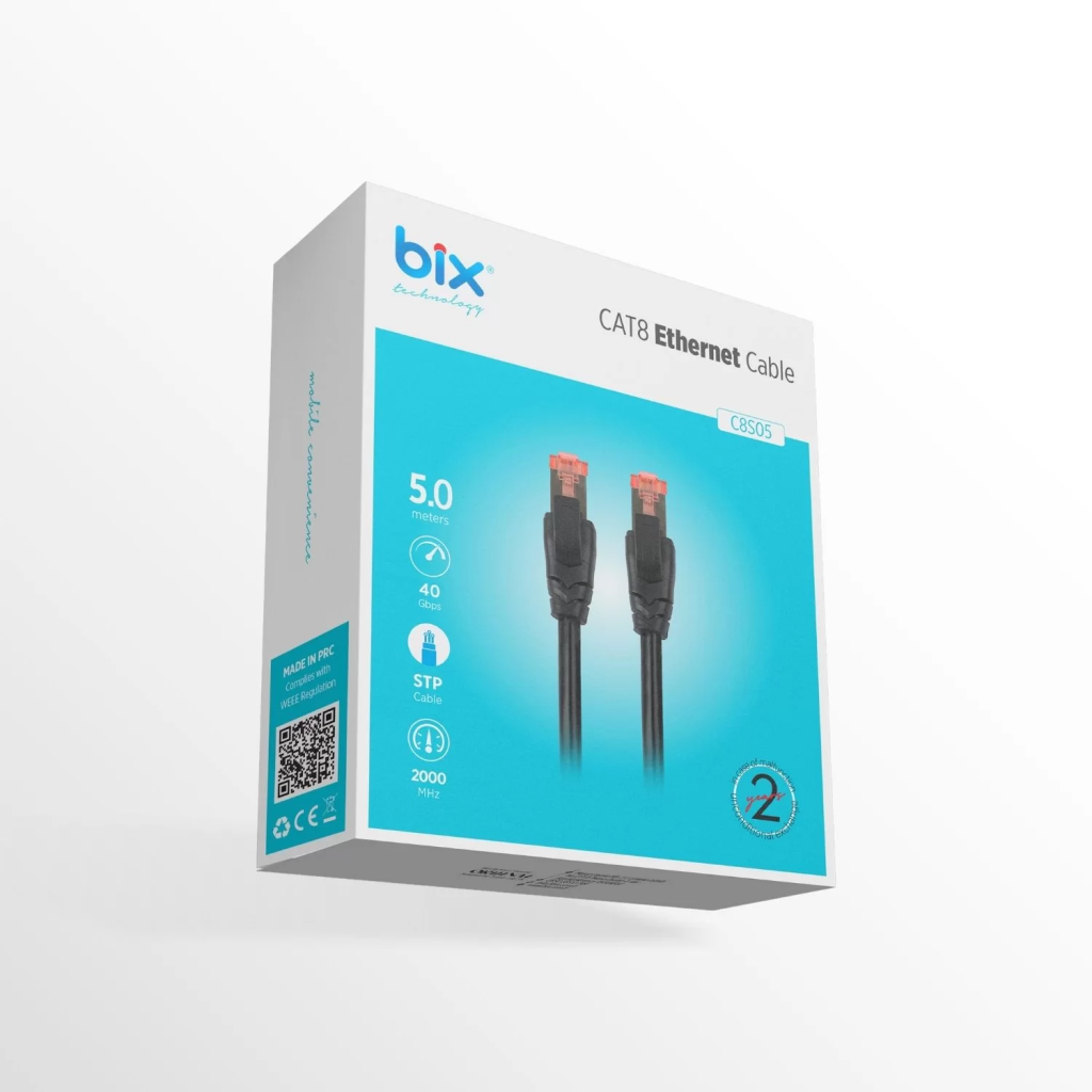 BIX C8S05 CAT8 Patch 5Mt Kablo (Siyah)(1923) 2