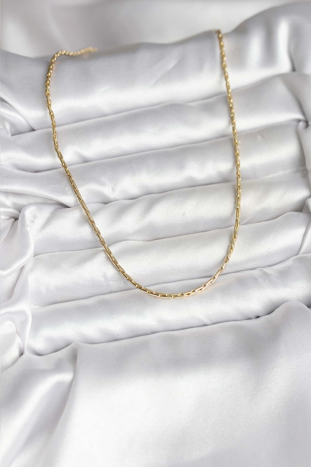 14K Gold Renk Kaplama İnce Zincir Model CM Kadın Kolye 5886