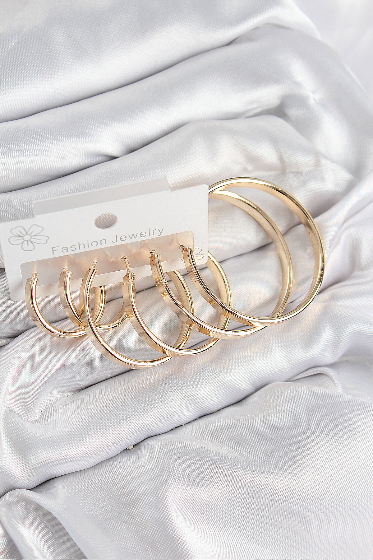 Pirinç Halka Model Gold Renk Kadın Set Küpe 5886