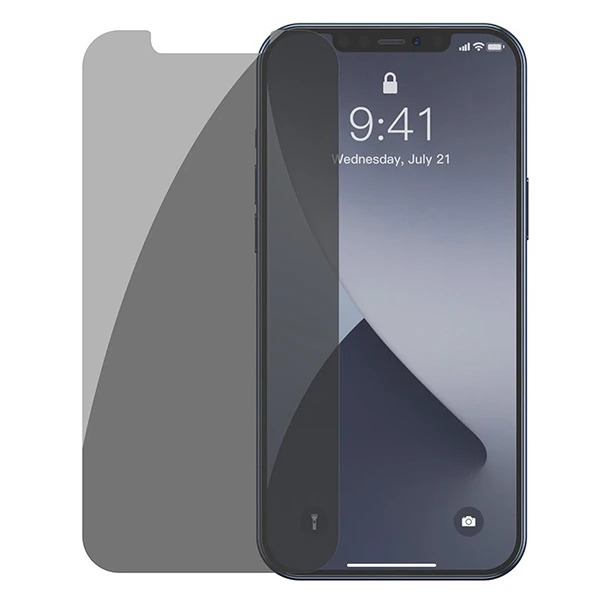 Baseus İPhone 12 mini 0,3mm Anti Spy Tempered Cam Ekran Koruyucu 2 Adet Set-(1903)