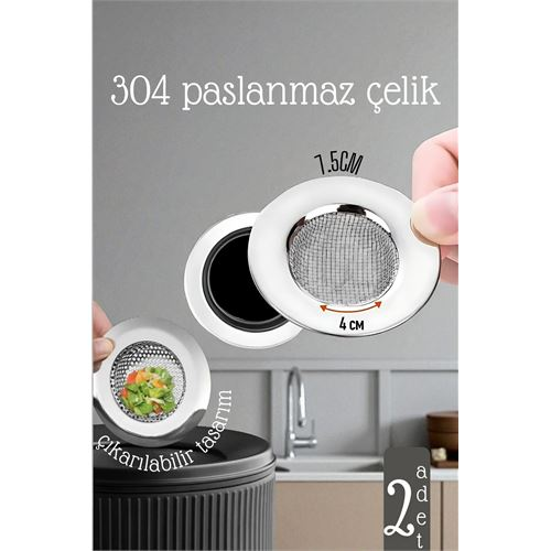 HSNET Lavabo Süzgeci - 7.5 cm Çap 2 Lİ SET Gider Sügeci Lavabo Süzgeci 