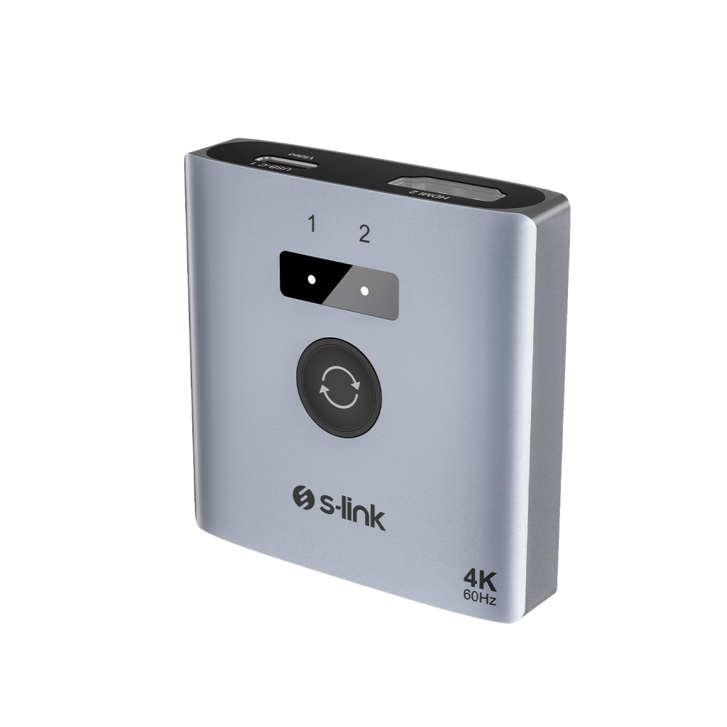 S-LINK SL-LU602C 2xHDMI 1Type-C 4K 60Hz Monitör Çoklayıcı (1PC-2Monitör veya 2PC- 1Monitör) Çift Yönlü Switch(1923) 2