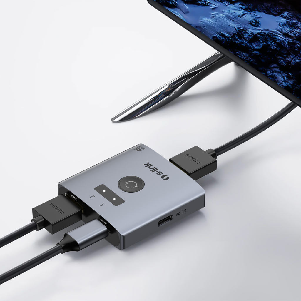S-LINK SL-LU602C 2xHDMI 1Type-C 4K 60Hz Monitör Çoklayıcı (1PC-2Monitör veya 2PC- 1Monitör) Çift Yönlü Switch(1923) 3