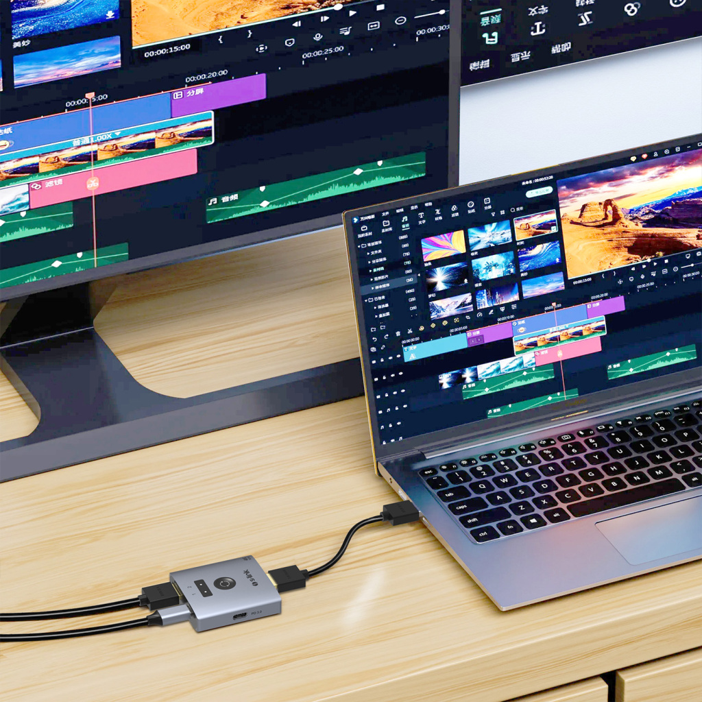 S-LINK SL-LU602C 2xHDMI 1Type-C 4K 60Hz Monitör Çoklayıcı (1PC-2Monitör veya 2PC- 1Monitör) Çift Yönlü Switch(1923) 4