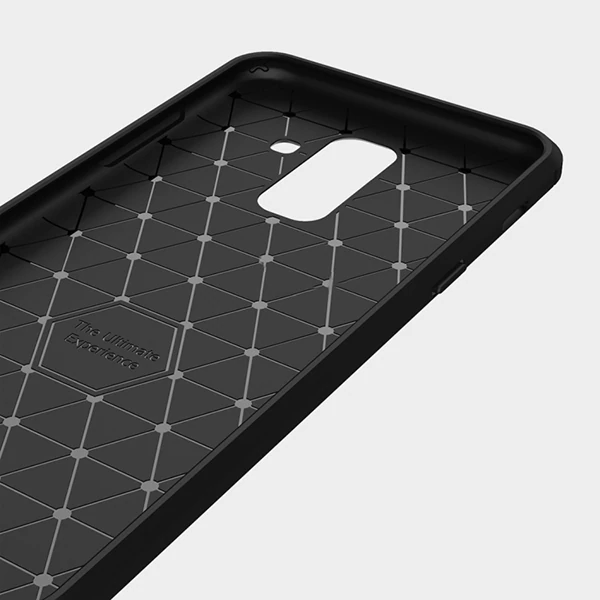 Ally Samsung Galaxy A6+ Plus İçin Dark Ultra Koruma Karbon Fiber Doku Silikon Kılıf-(1903)