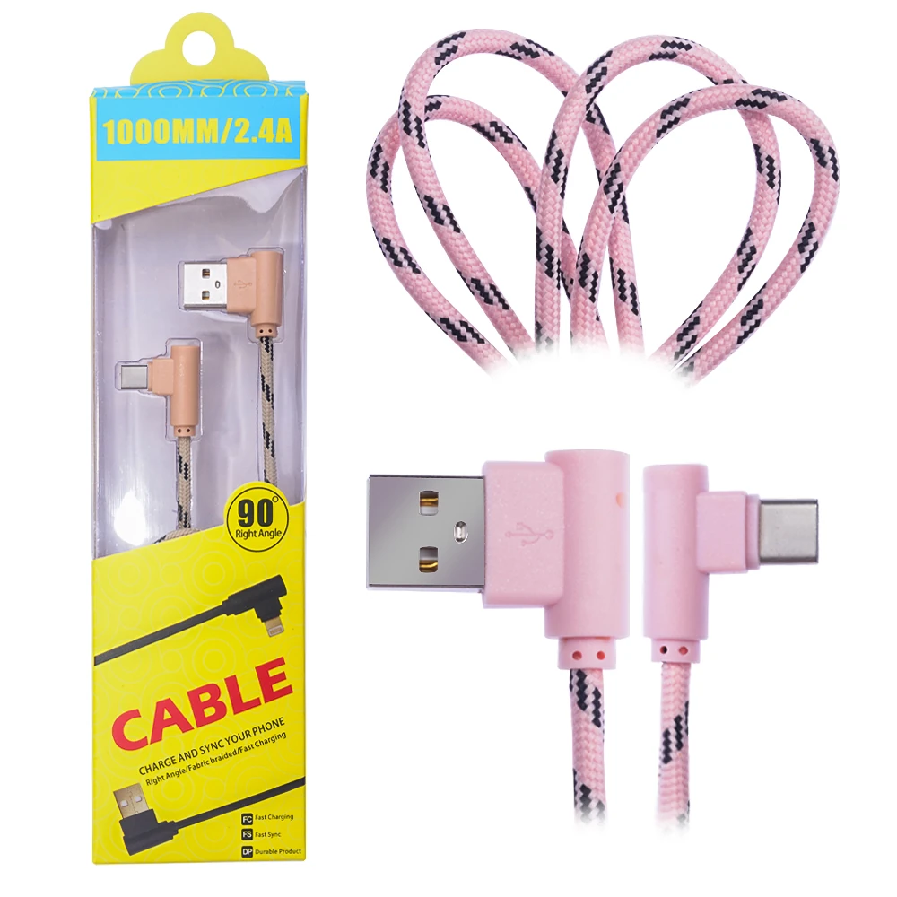 Ally Usb Type-C Eğik Başlı Halat Usb Kablo 1metre-(1903)