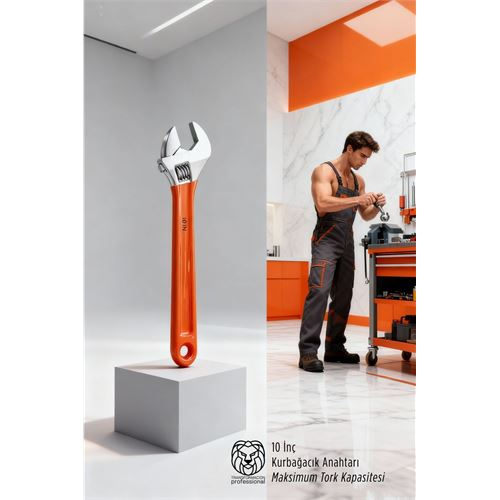 10 İnç Kurbağacık Anahtar - Chrome Vanadium Çelik, Ergonomik İzole Saplı Ayarlı Anahtar 