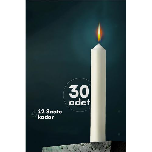 HSNET Klasik Mum 30 Adet - Kokusuz Mum 