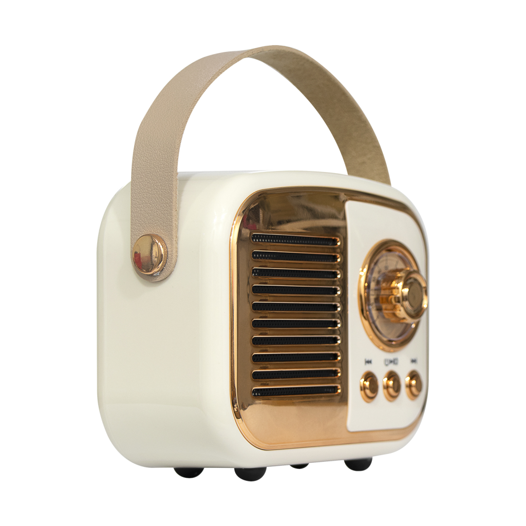 MIKADO MD-24BT Echoes Beyaz 3W Taşınabilir USB/TF Kart/Bluetooth 800mAh Klasik Retro Müzik Kutusu(1923) 2