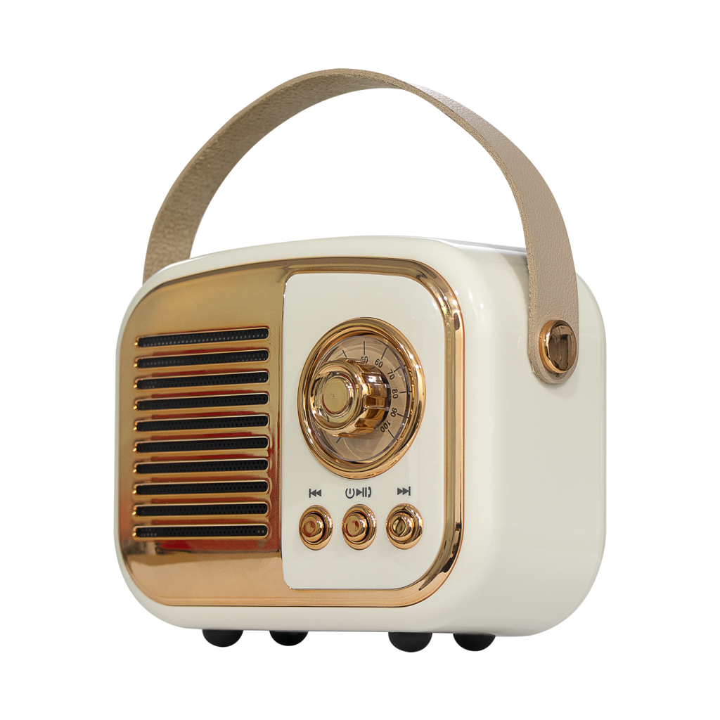 MIKADO MD-24BT Echoes Beyaz 3W Taşınabilir USB/TF Kart/Bluetooth 800mAh Klasik Retro Müzik Kutusu(1923) 3