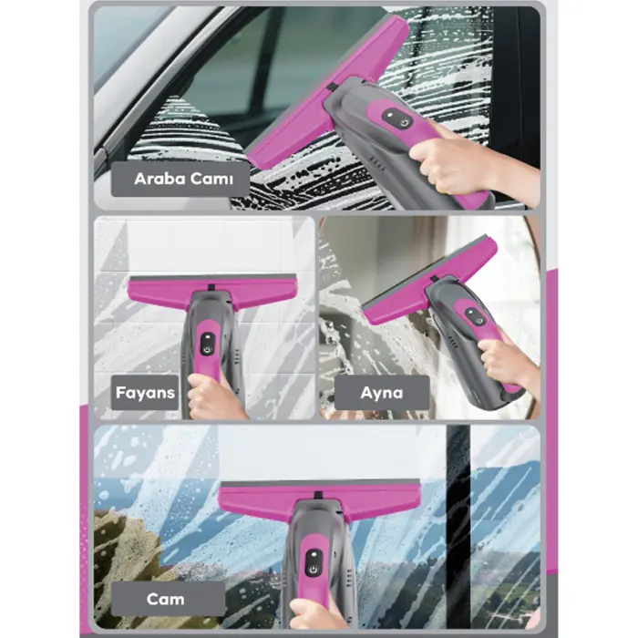 Ezere ClearView Şarjlı Cam Temizleyici Silme Makinesi Mikrofiber Başlıklı-(5775) 3