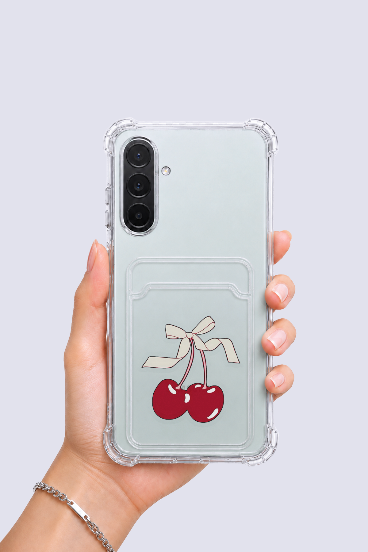 Samsung Galaxy A36 Kartlıklı Kiraz Desenli Kılıf