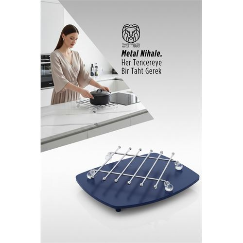 Juliette Serisi Krom Kare Metal Nihale - 19 cm Isıya Dayanıklı Lüks Tencere Altlığı 