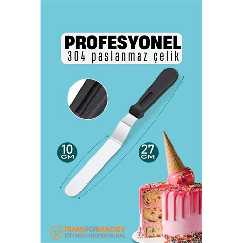 HSNET Pasta Spatulası Profesyonel 304 Paslanmaz Çelik 27 Cm 