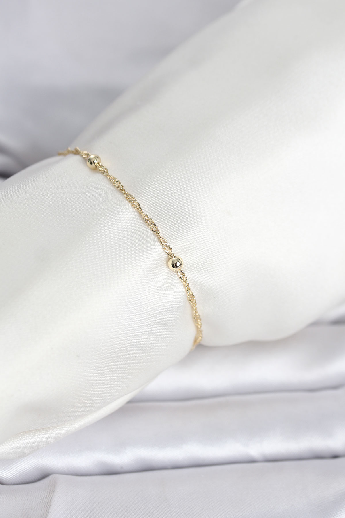 CM 14K Gold Renk Burgu Topçuk Model Kadın Bileklik 5886