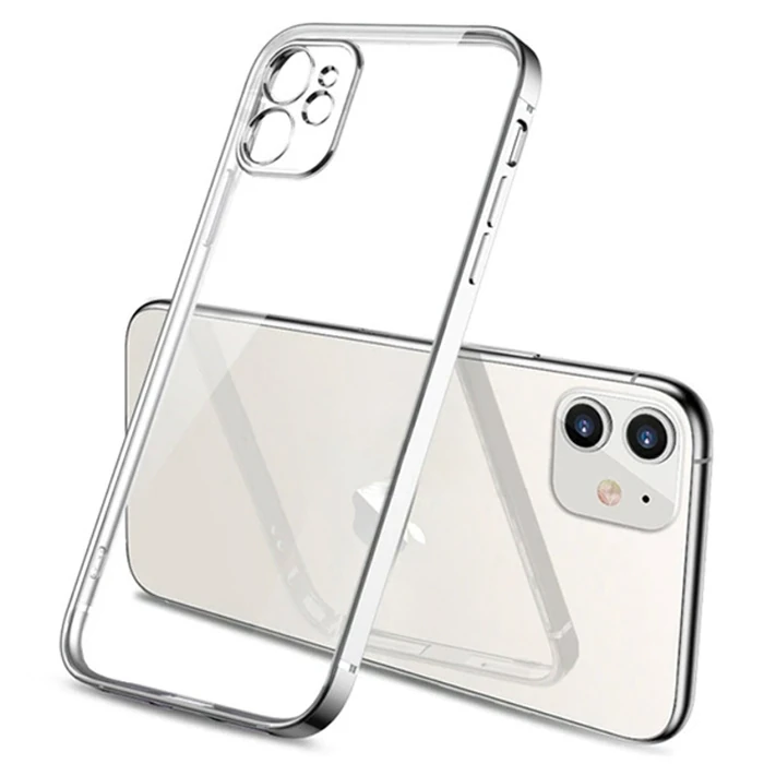 iPhone 11 6.1inç Renkli Kenar Şeffaf Kılıf Kamera Korumalı Silikon Kılıf-(1903)
