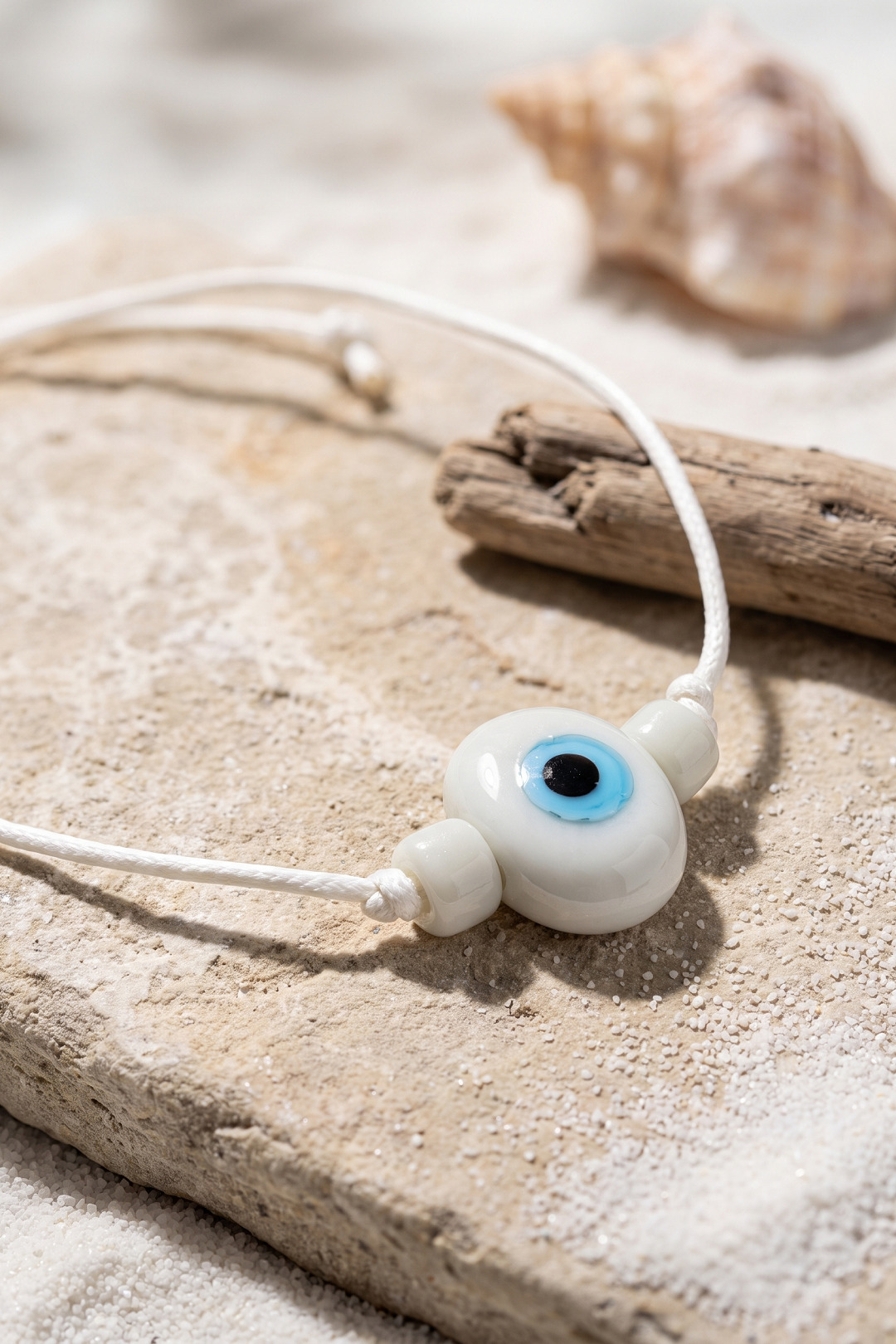 Handmade Bohem Beyaz Nazar Kolye 5886