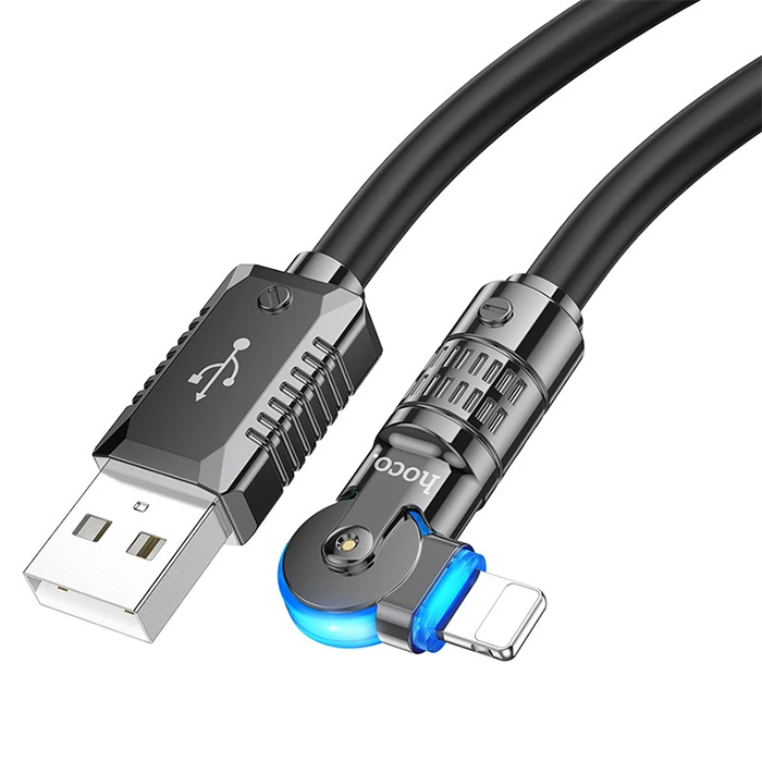 HOCO U118 Döner Başlıklı USB to iPhone Lightning Hızlı Şarj ve Veri Kablosu-(1903)
