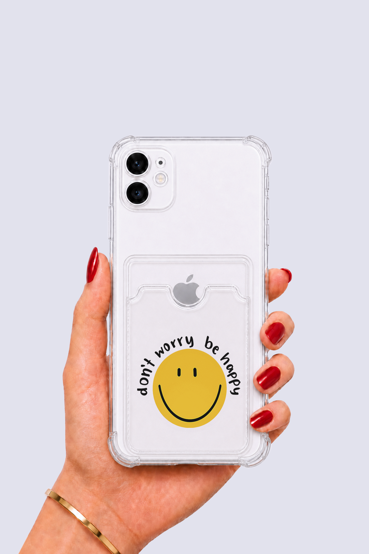 iPhone 12 Kartlıklı Gülücük Desenli Kılıf