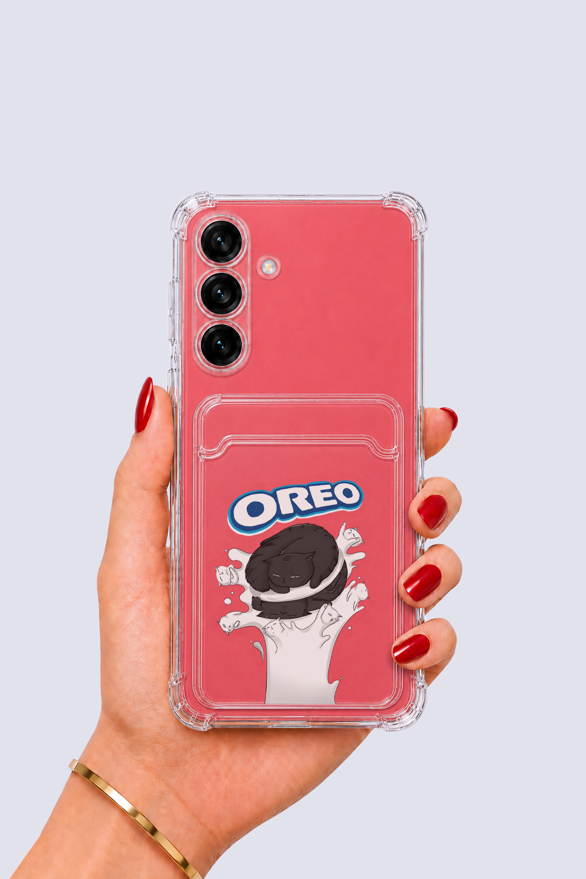 Samsung Galaxy S25 Kartlıklı OREO Desenli Kılıf