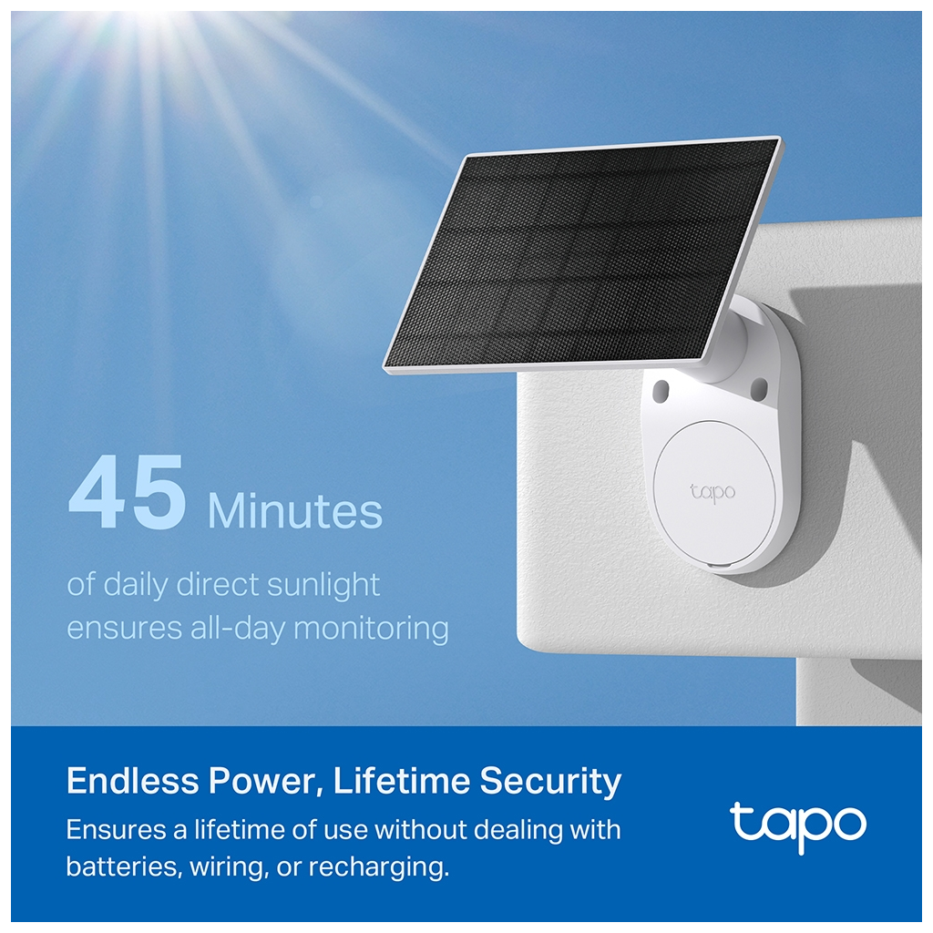 TP-LINK Tapo TC82 KIT (C410 KIT) 2K 30Mpix Dış Mekan IP65 WiFi 9Mt. Renkli Gece Görüşü İki Yönlü Ses Güneş Enerjili Güvenlik Kamerası Kiti(1923)