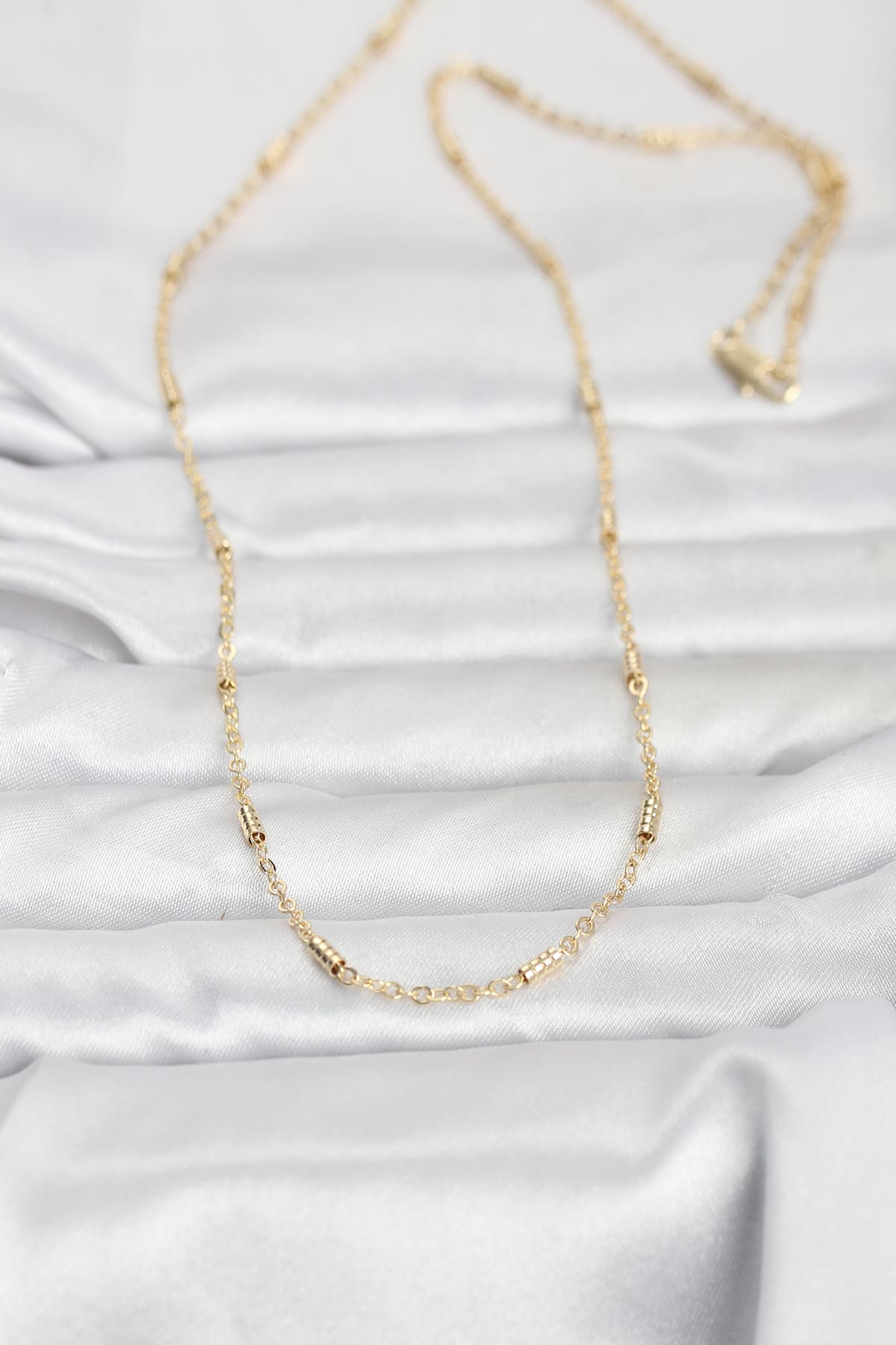 CM 14K Gold Renk Bar Zincir Model 60 cm Kadın Kolye 5886