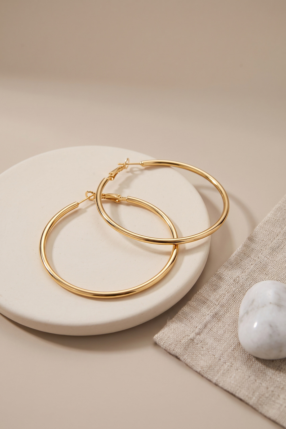 316L Çelik Gold Renk 46 mm Halka Küpe 5886