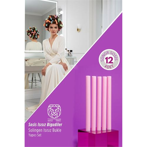 12’li Profesyonel Sünger Sosis Saç Bigudisi – Isısız Doğal Dalgalar Solingen Professional 