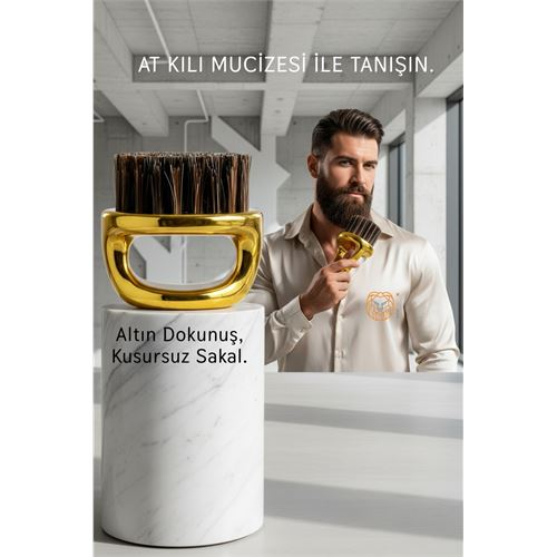 Premium Gold Serisi At Kılı Sakal Tarama Fırçası - Profesyonel Bakım ve Şekillendirici  