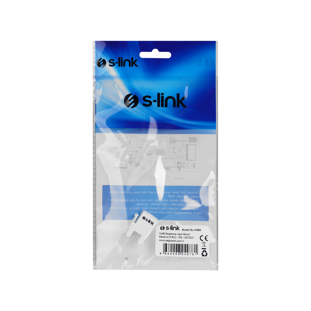S-LINK SL-KS65 Cat6 Kestone Jak Beyaz(1923)
