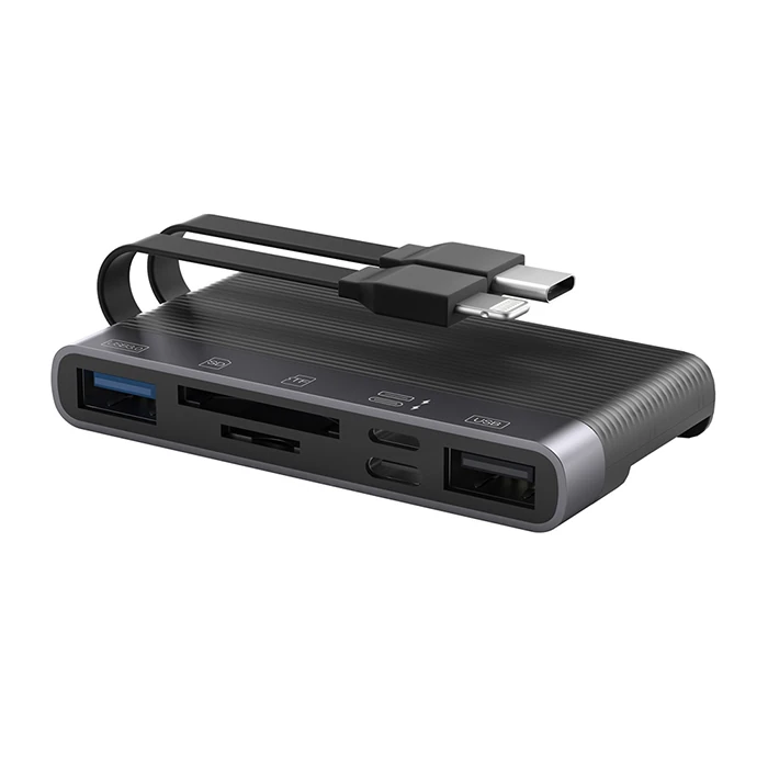 ALLY NK-1048HD 6in1 USB + Type-C + Lightning + SD-TF Kart Okuyucu Çevirici Adaptör-(1903)