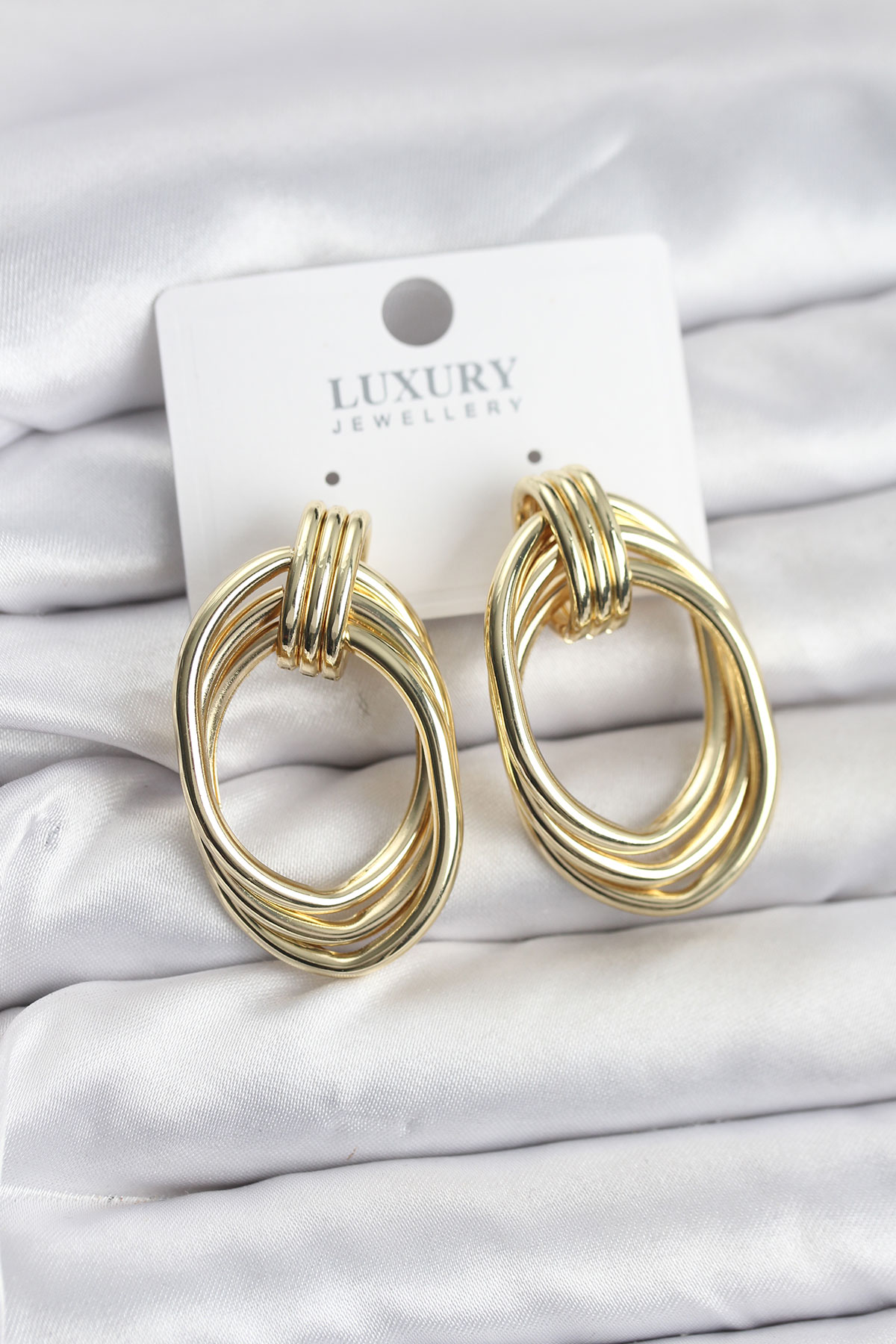 Pirinç Gold Renk Damla Model Vintage Kadın Küpe 5886