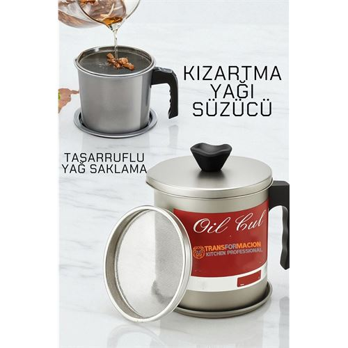 HSNET Kızartma Yağı Süzücü - Yağ Saklama Kabı - Tasarruflu Yağ Ayırıcı  