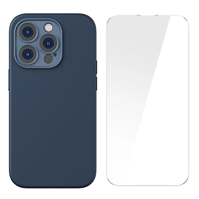 Baseus Liquid Silica Gel iPhone 14 Pro 6.1 Magsafe Silikon Kılıf + Tempered Ekran Koruyucu Set-(1903)