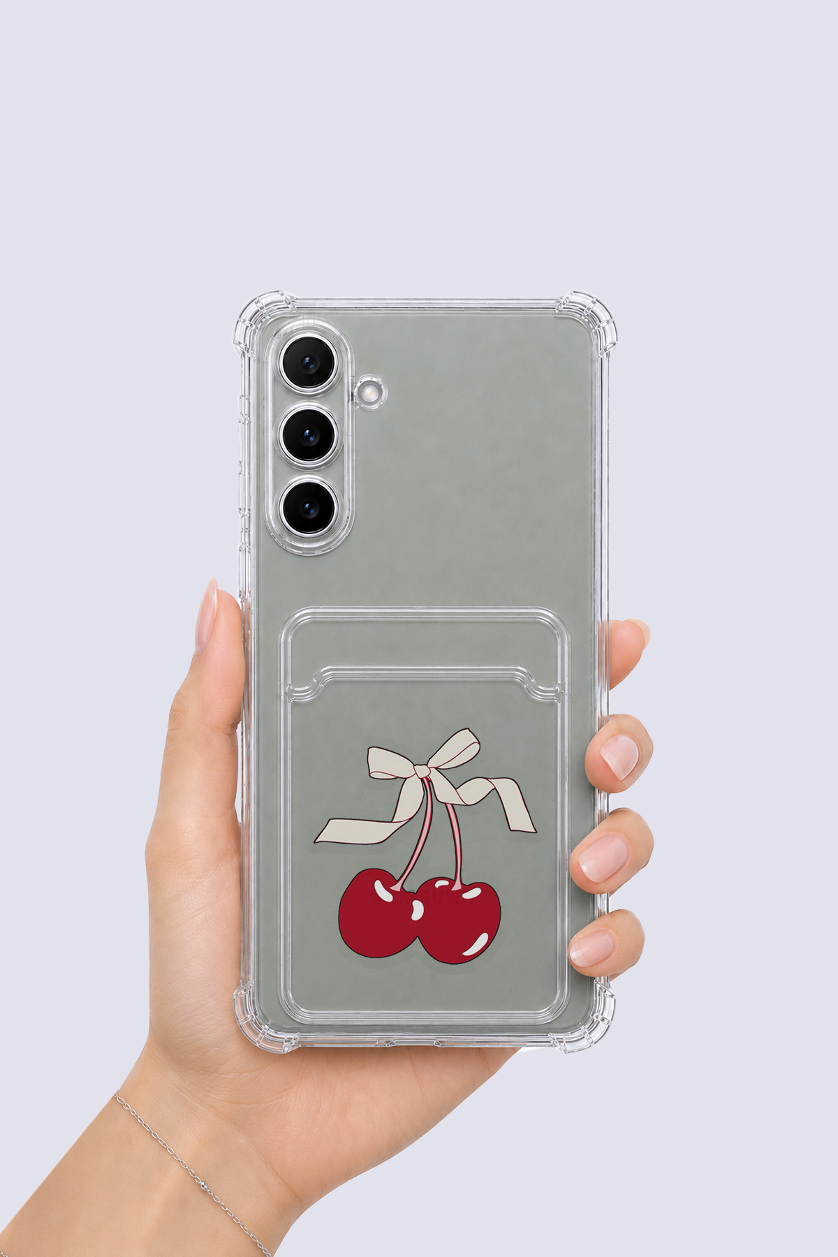 Samsung Galaxy A54 Kartlıklı Kiraz Desenli Kılıf