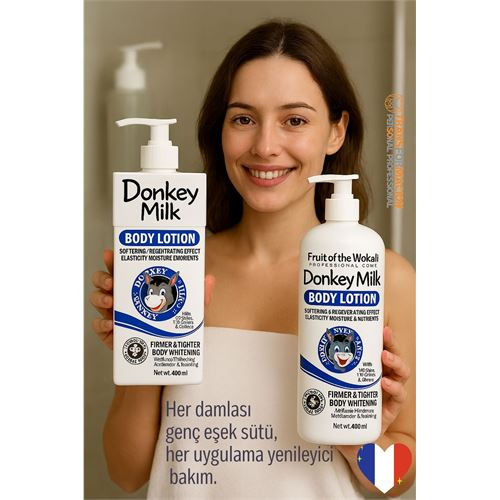 HSNET Genç Eşek Sütlü Vücut Losyonu & Bakım Kremi 400 ml Nemlendirici Sıkılaştırıcı Işıltı Veren Cilt Bakım Ürünü 400 ML 