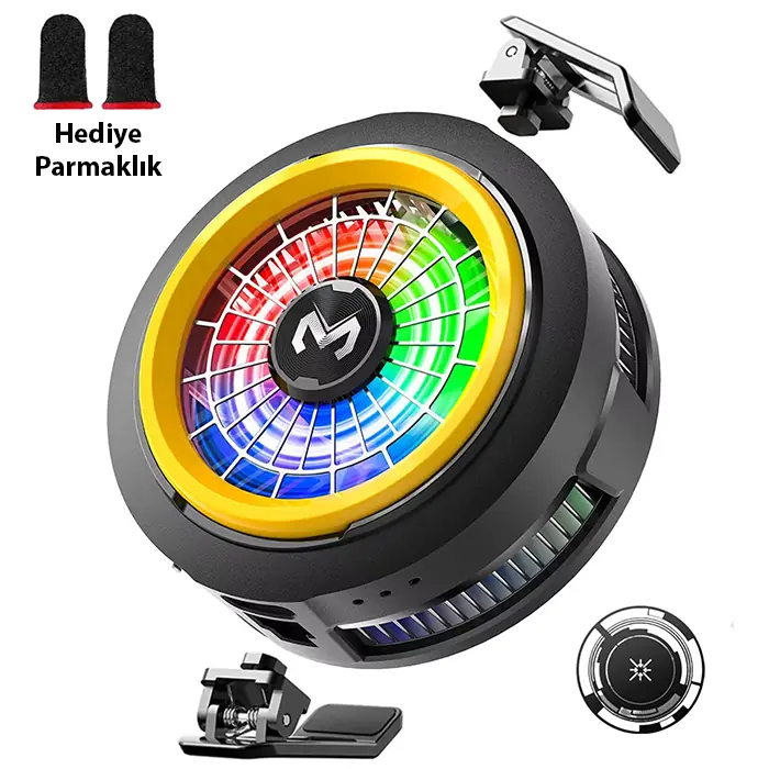 Memo CX20 iOS Android Soğutucu 20W Manyetik RGB Telefon Soğutucu –Anında Hızlı SoğutmaSessiz Fan Soğutma-(5775)
