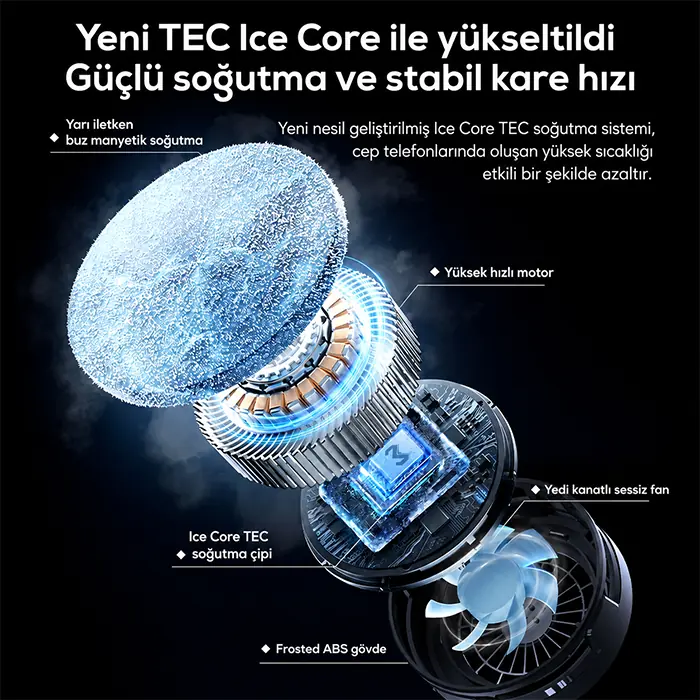Memo CX20 iOS Android Soğutucu 20W Manyetik RGB Telefon Soğutucu –Anında Hızlı SoğutmaSessiz Fan Soğutma-(5775)