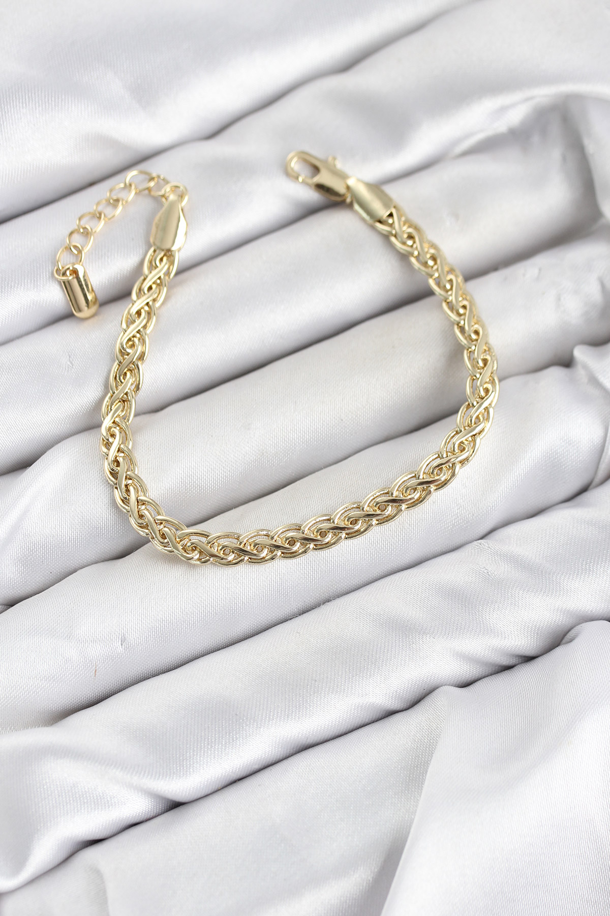 CM Singapur Zincir Model Gold Renk Pirinç Kadın Bileklik 5886