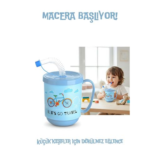 Premium Pipetli Çocuk Bardağı 350 ml -Alıştırma Bardağı ve Suluk 