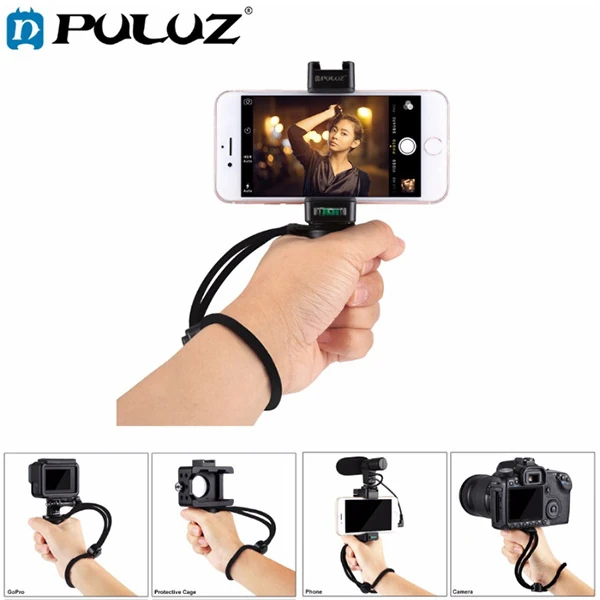 PULUZ Video Grip Telefon Elde Tutucu+ Bileklik Tripod Adaptörü-(1903)