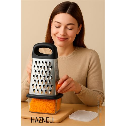 HSNET Hazneli El Rendesi - Saklama Kaplı 4 Taraflı Profesyonel 304 Paslanmaz Çelik 
