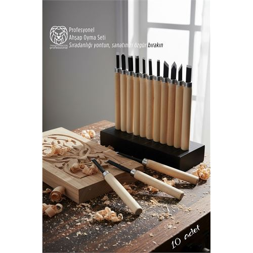 10'lu Profesyonel Ahşap Oyma Seti - Çelik Uçlu Ergonomik Zanaatkar Takımı 