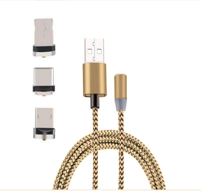 İphone Type-C, Android 3  Yuvarlak Başlık Manyetik Şarj Usb Kablosu-(1903)
