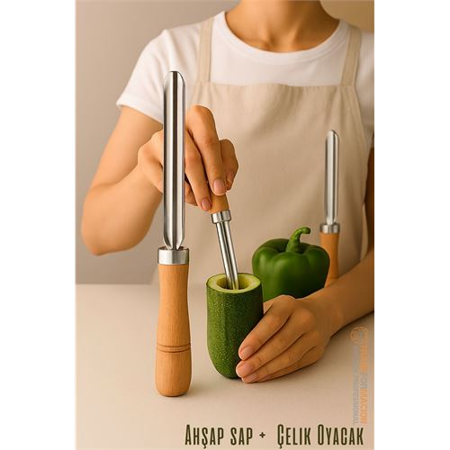 Oyacak - Dolmalık Kabak ve Biber Patlıcan Oyacağı 304 Paslanmaz Çelik 