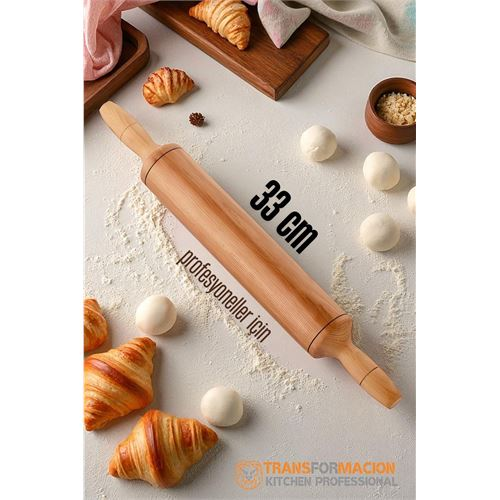 HSNET Ahşap Merdane Hamur Açma Merdanesi - 33 cm Küçük Mutfak Merdanesi 