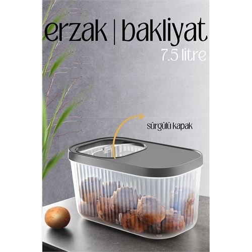 HSNET MultiBox Erzak Bakliyat Kutusu Sürgülü Kapak 7.5 Litre 