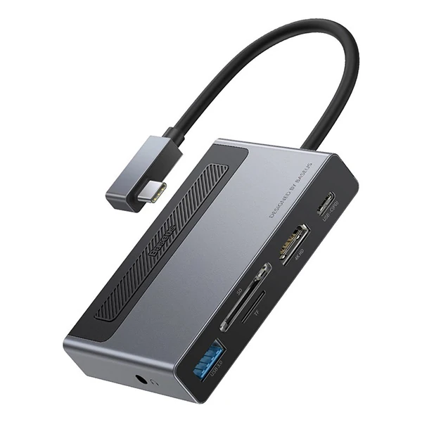 Baseus Magic Çok Fonksiyonlu Klipsli Type-C HUB 6in1 (USB3.0+SD+TF+HDMI+Type-C+3.5mm) Adaptör Çoklay-(1903)